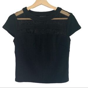 Bebe Mesh Detail Knit Crop Top